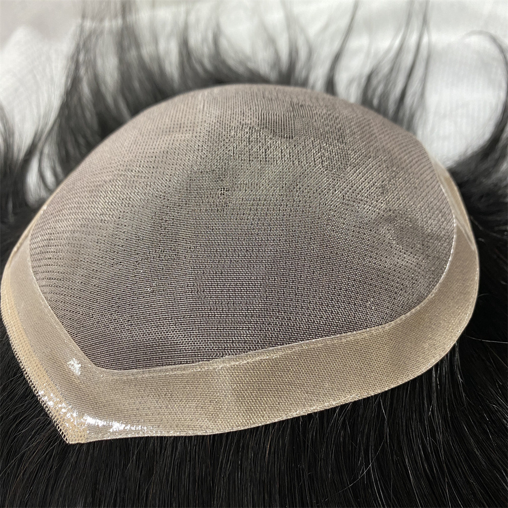 Monofilament Human Hair Relacement Systems & Mono Men's Toupee For Hair Loss