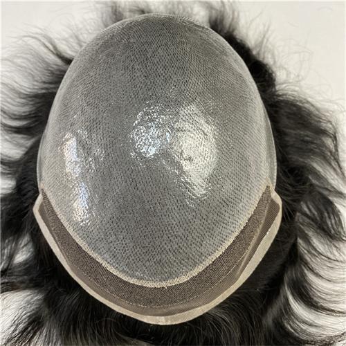 Skin PU V-looped Base Toupee Lace Frontal Natural Hairline Hair System Toupee For Men - 图片 2