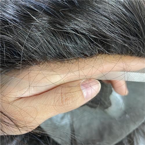 Men's Q6 Base Human Hair Replacement System Toupee - 图片 3