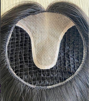 6×6 Fishnet Human Hair Women Topper With Silk Base For Women Thinning Hair