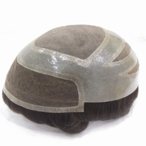 Men's Mono Top Toupee with Four Holes PU Around and Lace Front Hair Replacement Syatems