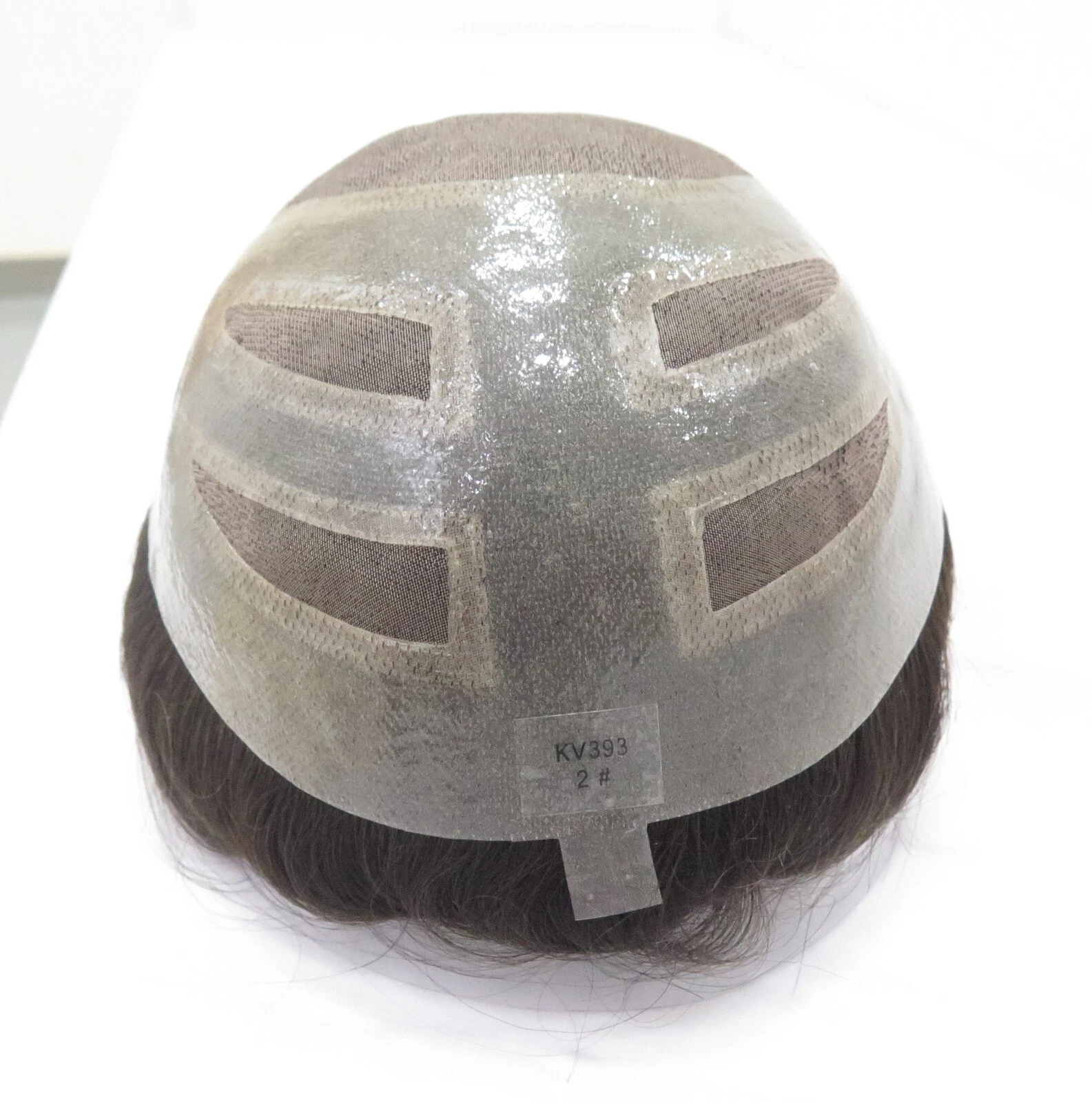 Men's Mono Top Toupee with Four Holes PU Around and Lace Front Hair Replacement Syatems - 图片 2