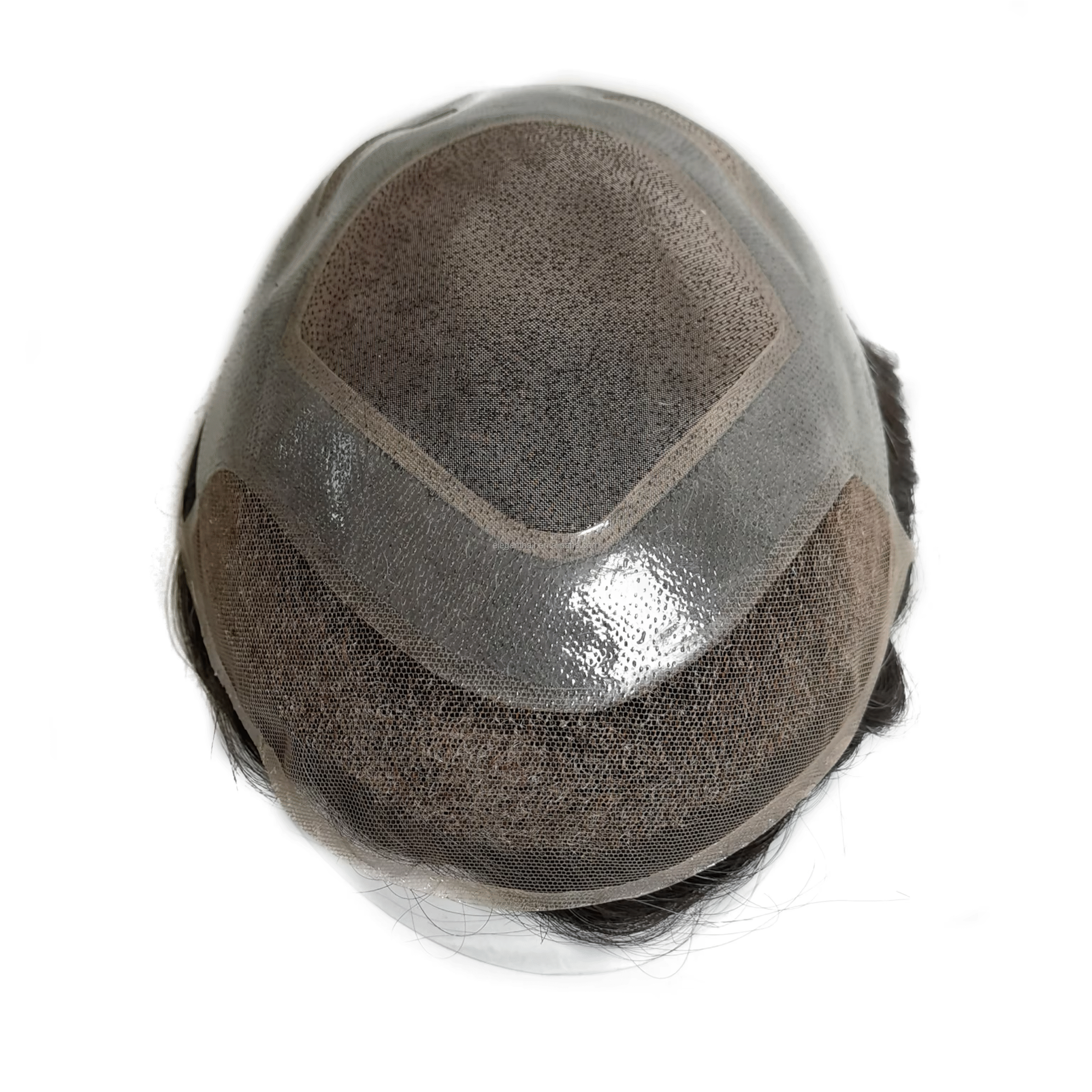 Men's Mono Top Toupee with Four Holes PU Around and Lace Front Hair Replacement Syatems - 图片 3