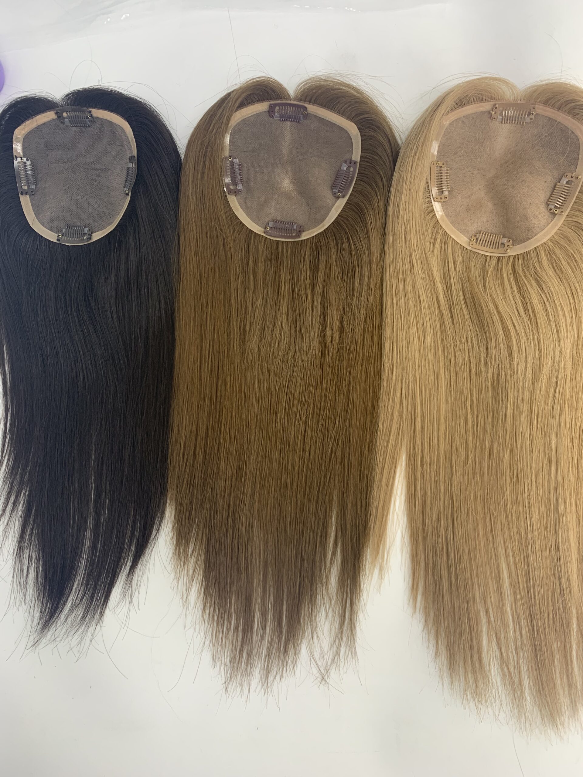 Hand-Made Monofilament Top Base With PU Around Women Topper For Thinning Hair - 图片 2