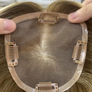 Hand-Made Monofilament Top Base With PU Around Women Topper For Thinning Hair