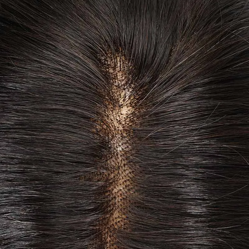 Hand-tied Human Hair Medical Silicone Wigs for Medical Hair Loss and Alopecia - 图片 4