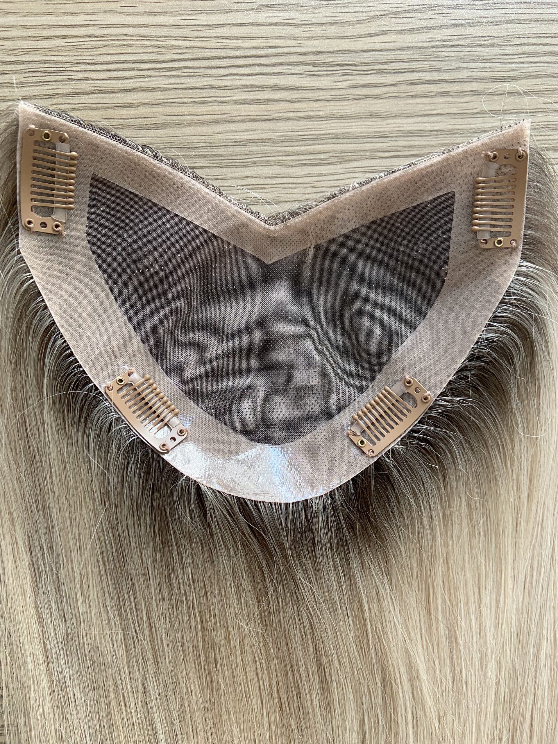 Women's V Part Mono Base Human Hair Toppers With PU Around/Clip On Hair Topper For Women Hair Loss