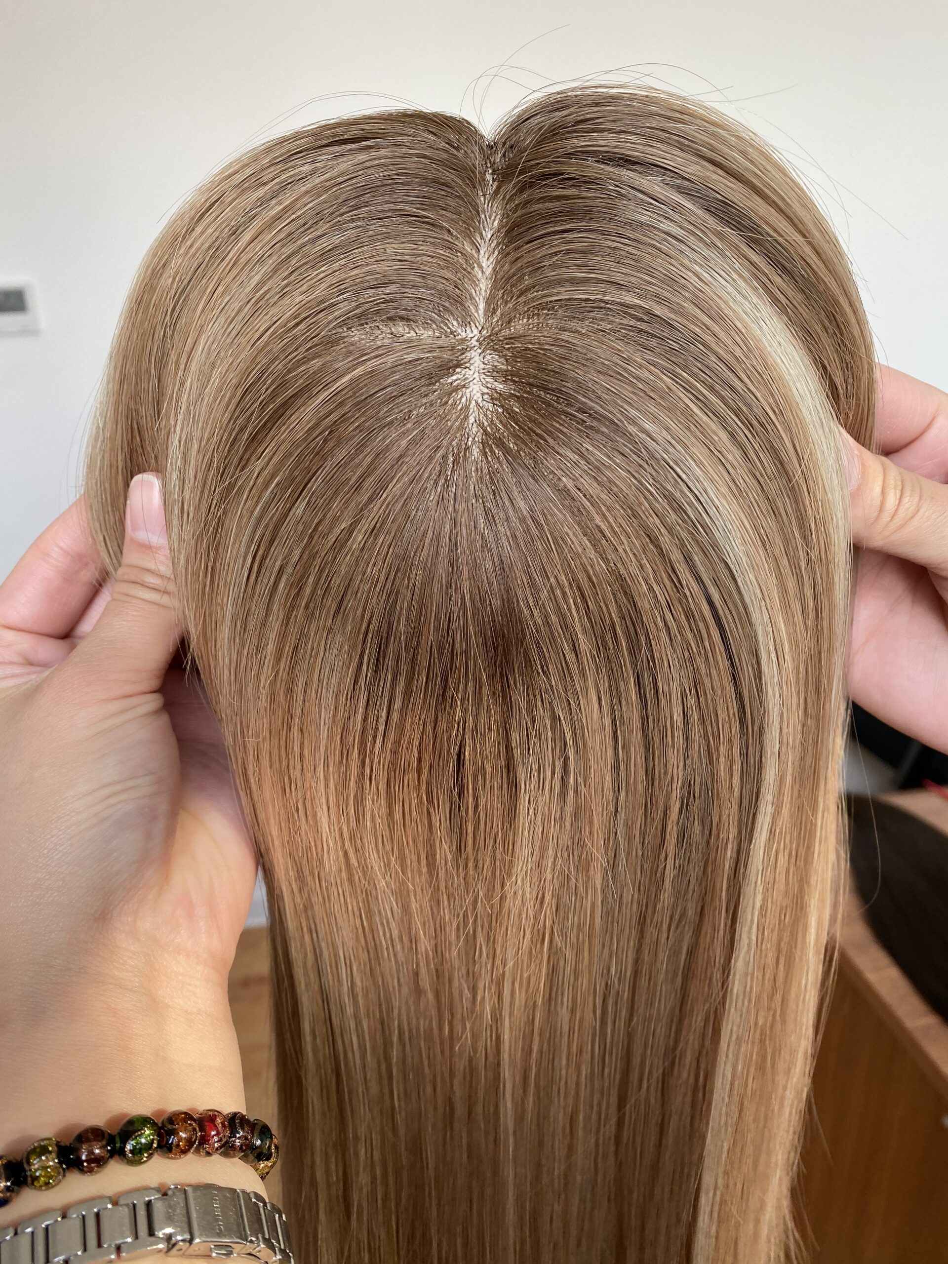 Human Hair Women Toppers Silk Top Base 8x8" With Weft Back Hair Pieces - 图片 2