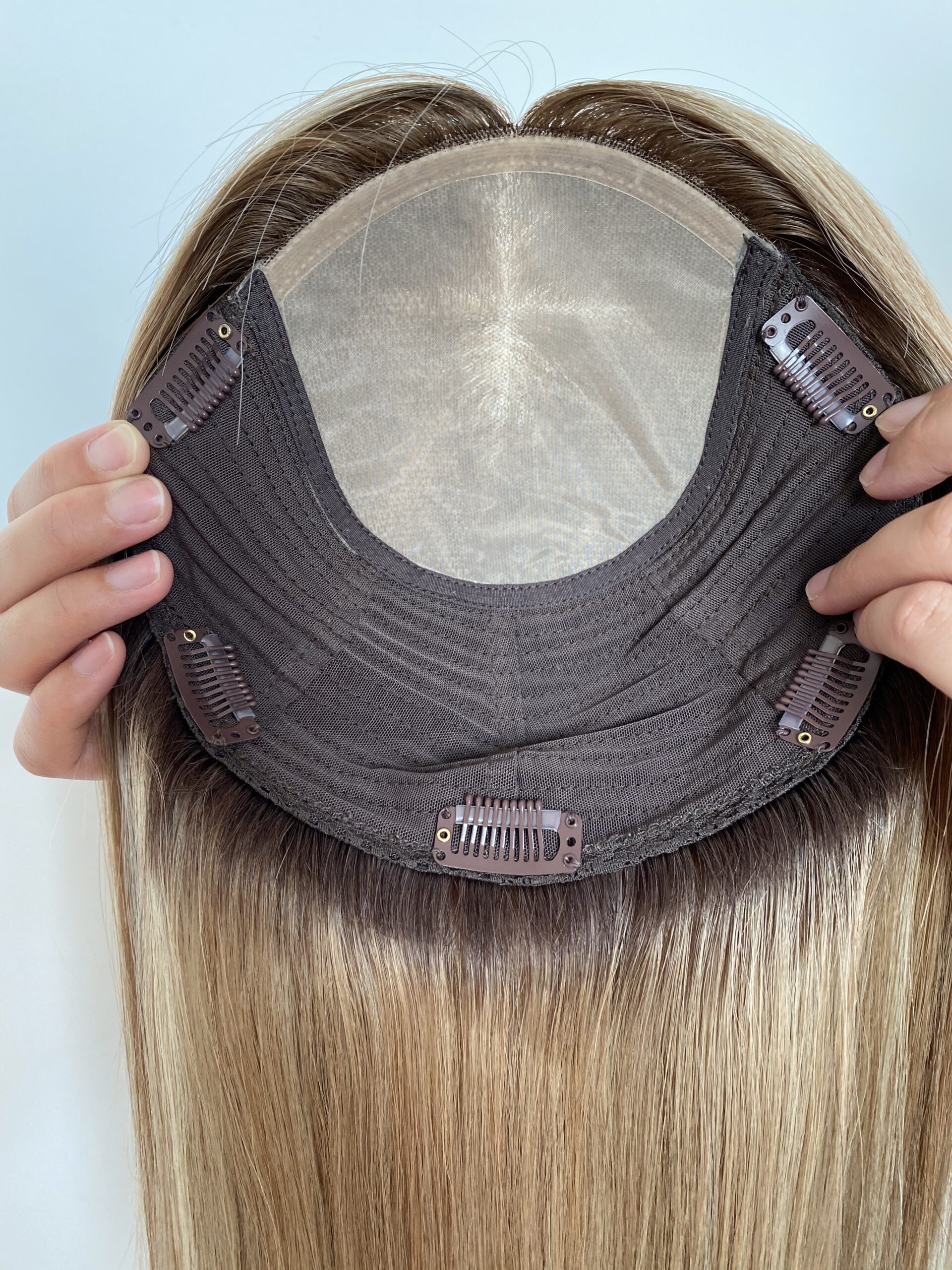 Human Hair Women Toppers Silk Top Base 8x8" With Weft Back Hair Pieces