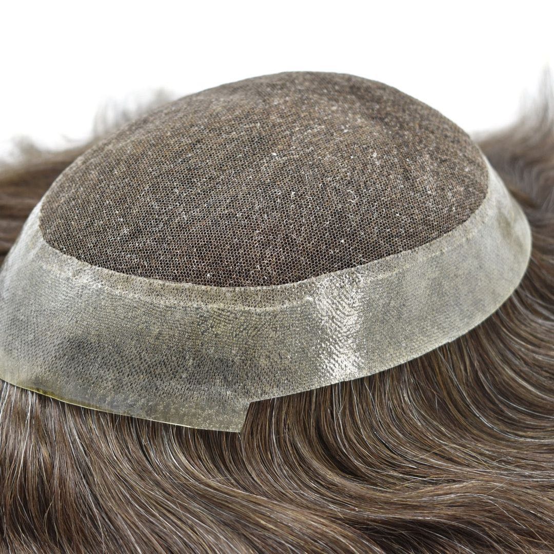 Breathable Australia Base French Lace With PU Around Human Hair Toupee for Men Hair Replacement Systems