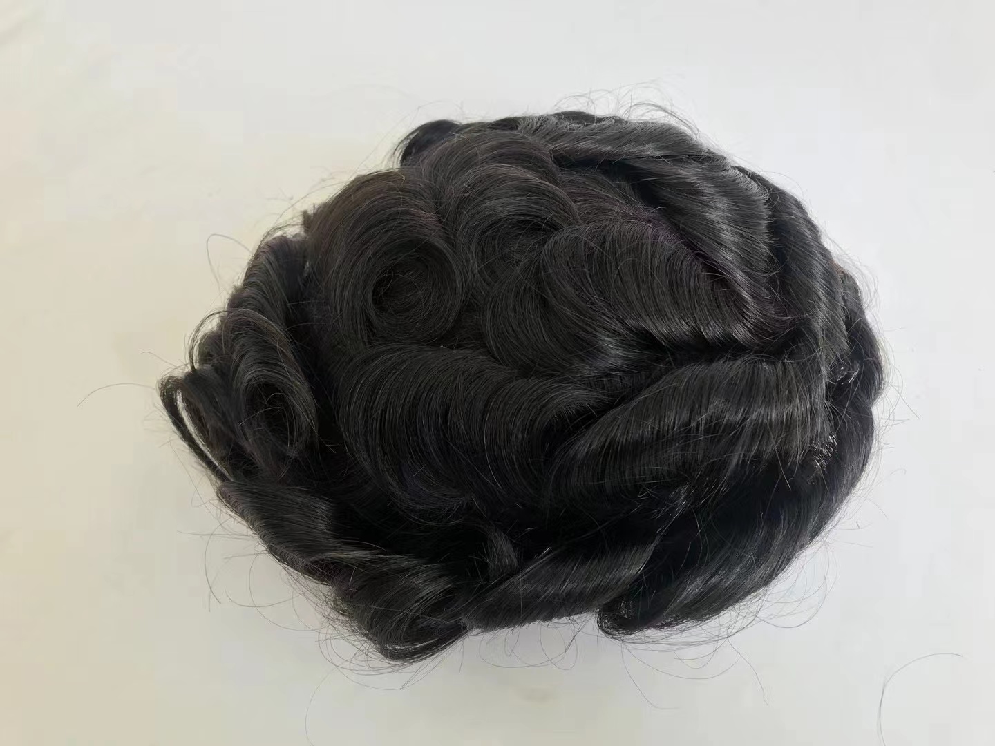 Men's Mono Top Toupee with Four Holes PU Around and Lace Front Hair Replacement Syatems - 图片 4